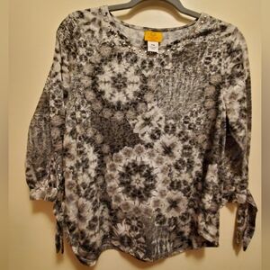 Ruby Rd. Black and Grey Tie-Dye size PM Blouse